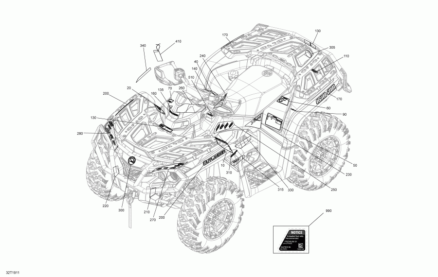 ����������  003 - Outlander 1000R EFI - North America, 2019 ������ - �������� Xtp