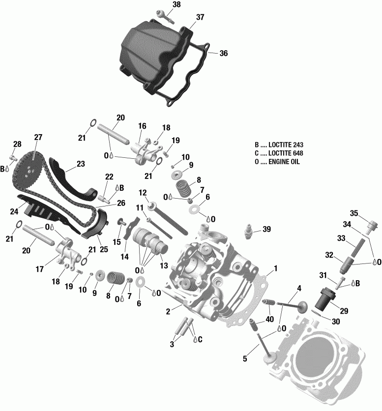 ����������  004 - Outlander MAX 1000 EFI - T3, 2019 ������ - Cylinder Head, Front