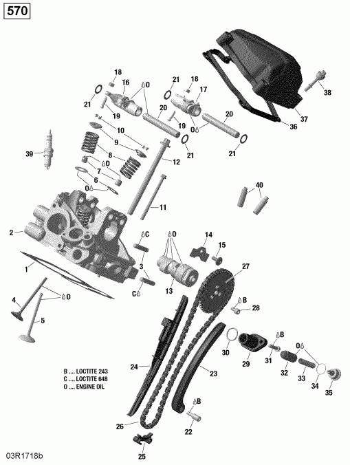 ���������� BRP 004 - Outlander MAX 570 EFI - North America, 2019 ������ - Cylinder Head, Rear 570 Efi