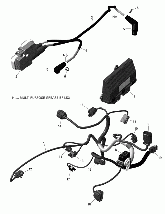 ������������ BRP ������ 005 - Outlander MAX 6X6 - 650 EFI - T3, 2019 - Engine Harness And Electronic Module V6