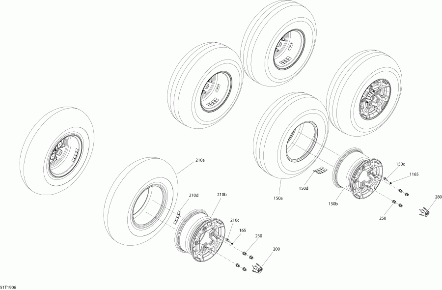 006 - Outlander MAX 6X6 - 1000 EFI - T3, 2019 - Wheels Outlander 6x6 Pro Nordic