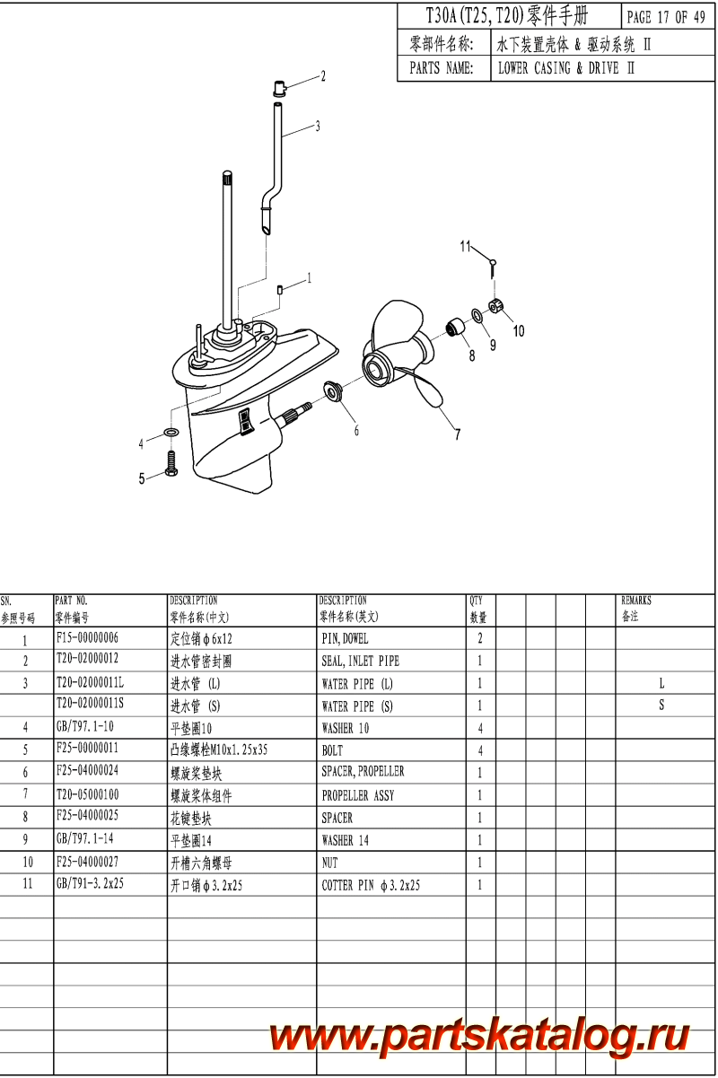  ,   , Parsun,  T25A LOWER CASING & DRIVE II