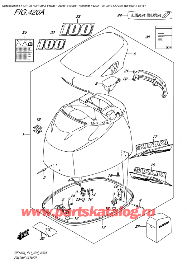   ,    , Suzuki DF100AT   FROM 10003F-610001~   2016 , Engine  Cover (Df100At  E11) /   () (Df100At E11)