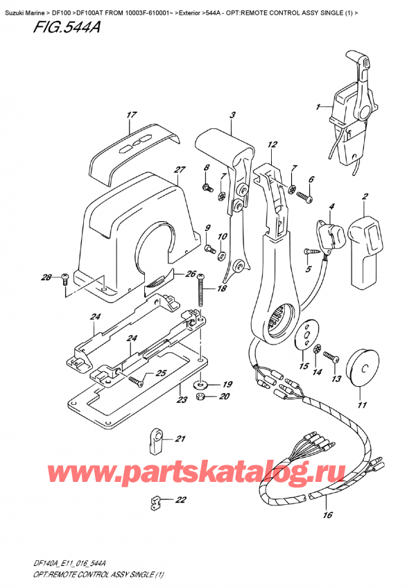   ,   , Suzuki DF100AT   FROM 10003F-610001~ , Opt:remote  Control  Assy  Single  (1)