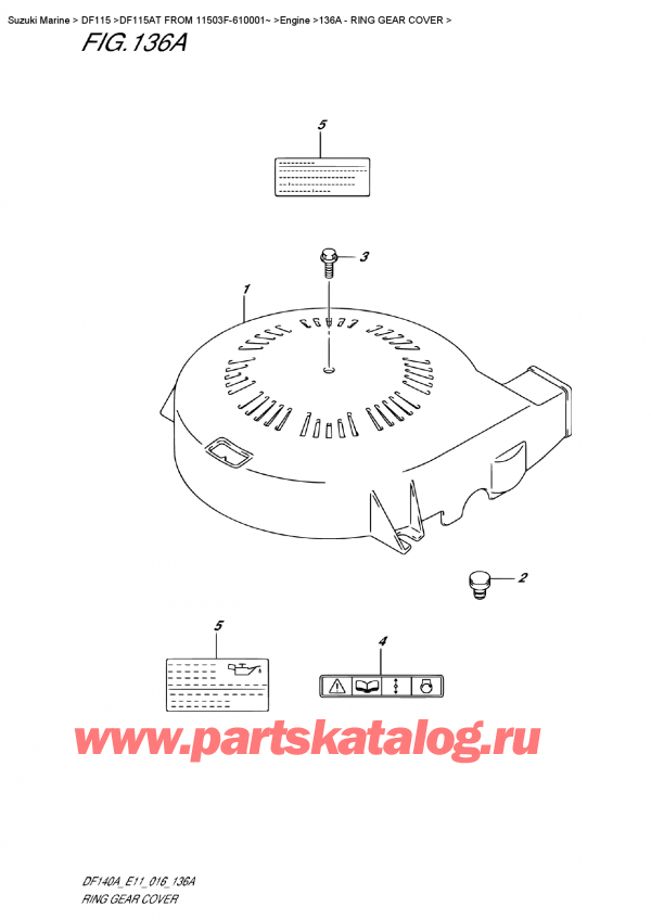 ,   , Suzuki DF115AT L/X FROM 11503F-610001~ (E11), Ring  Gear  Cover