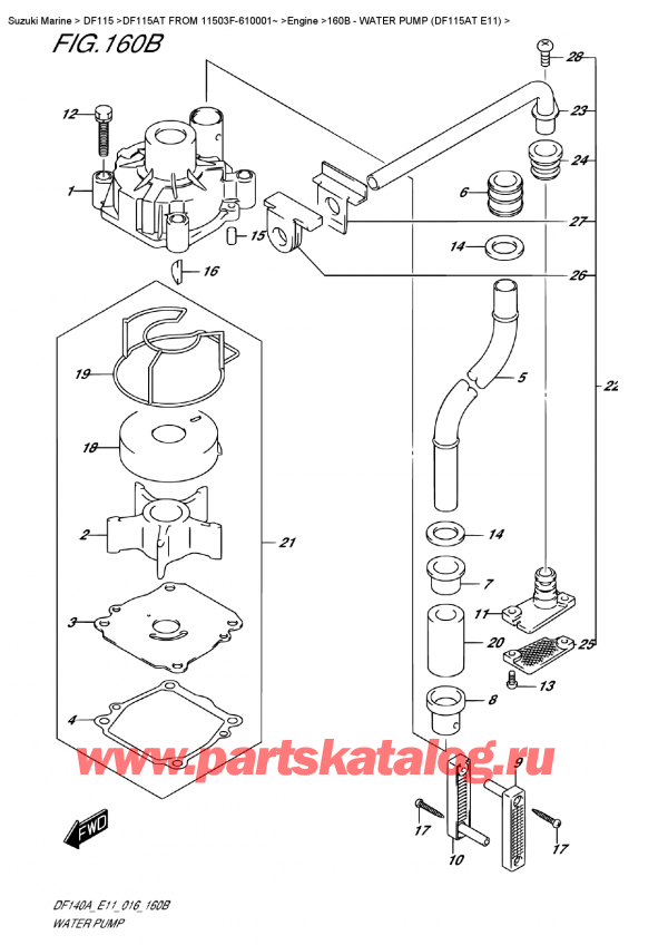   ,   , Suzuki DF115AT L/X FROM 11503F-610001~ (E11), Water  Pump  (Df115At E11) /   (Df115At E11)