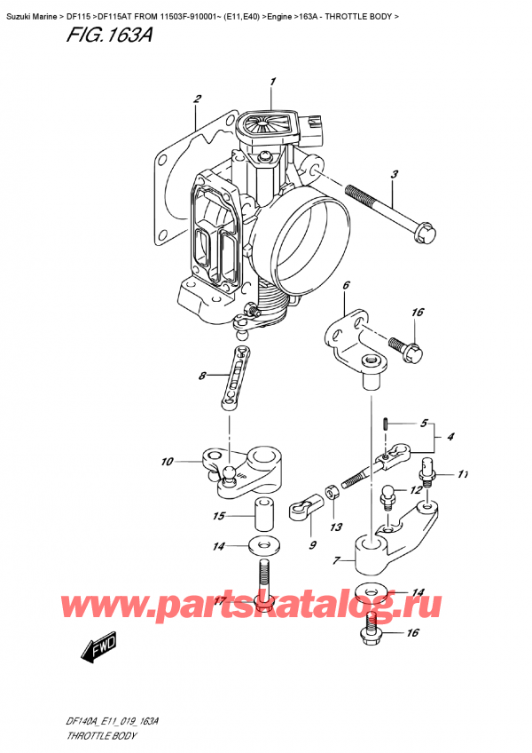  ,    , Suzuki DF115A TL / TX FROM 11503F-910001~ (E11)  2019 , Throttle Body -  