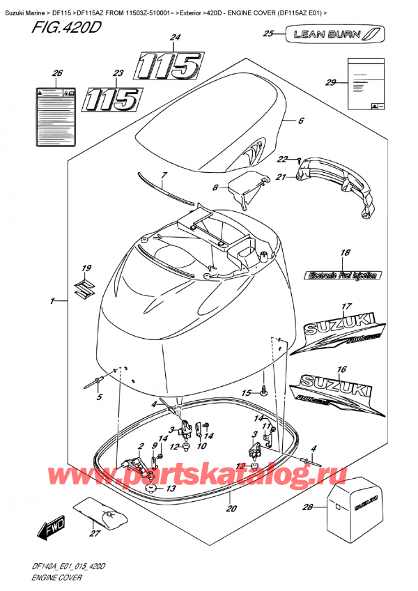  ,   , Suzuki DF115A ZL / ZX FROM 11503Z-510001~ ,   () (Df115Az E01) - Engine  Cover (Df115Az  E01)