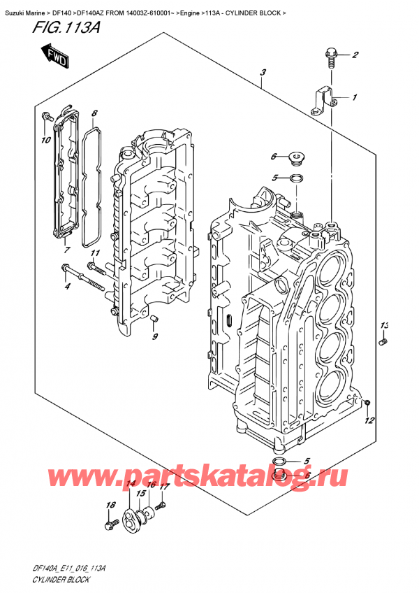 ,   , SUZUKI DF140A ZL / ZX FROM 14003Z-610001~ (E11)  2016 , Cylinder  Block