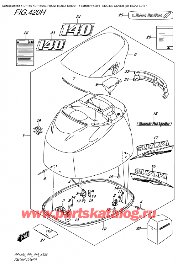 ,  , Suzuki DF140A ZL / ZX FROM 14003Z-510001~   2015 , Engine  Cover (Df140Az  E01)