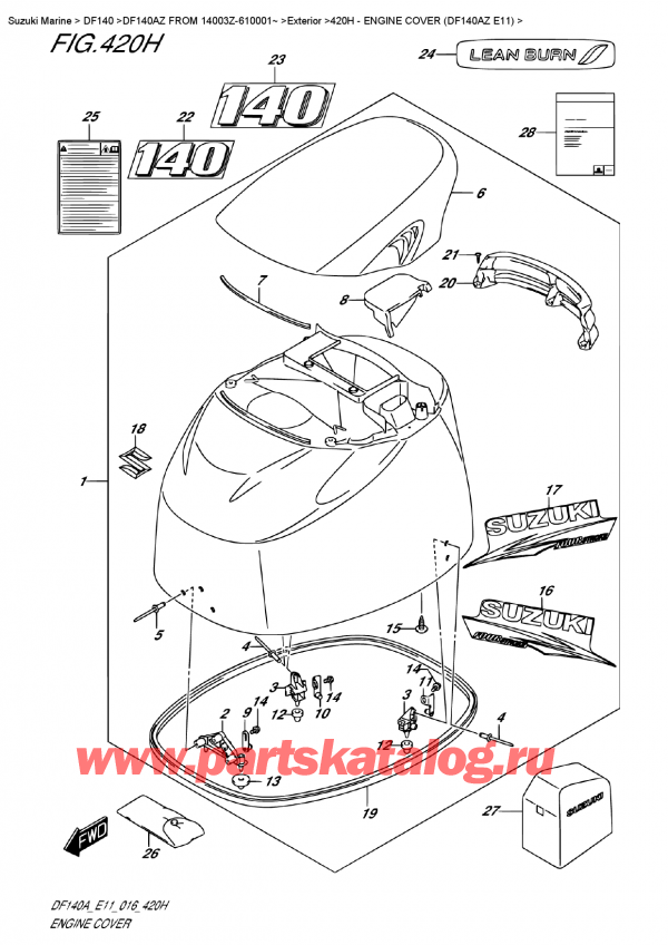  ,   , SUZUKI DF140A ZL / ZX FROM 14003Z-610001~ (E11),   () (Df140Az E11) / Engine  Cover (Df140Az  E11)