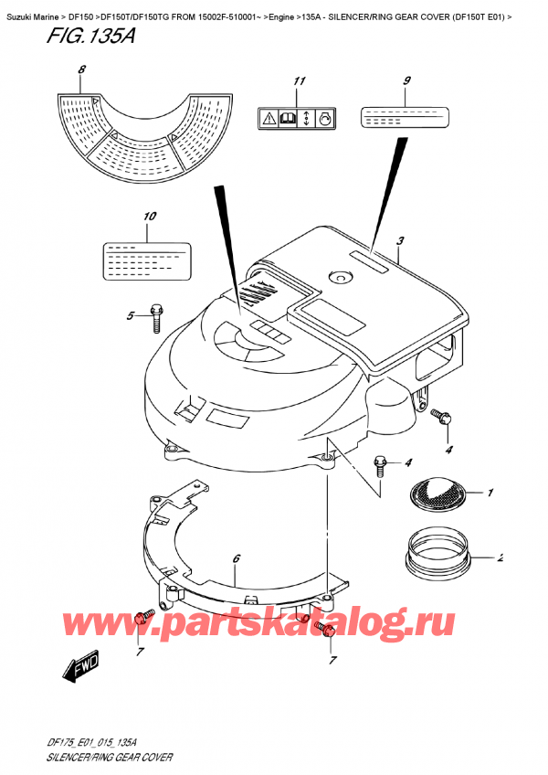  ,   , Suzuki DF150T L / X FROM 15002F-510001~ (E01), Silencer/ring  Gear  Cover  (Df150T  E01)