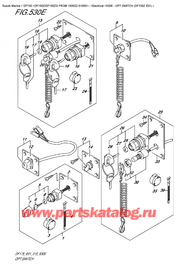  ,    , Suzuki DF150Z L / X FROM 15002Z-510001~ (E01)  2015 , :  (Df150Z E01) / Opt:switch  (Df150Z  E01)