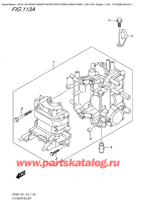 ,  , SUZUKI DF15A S/L FROM 01504F-610001~ (P01 016) , Cylinder  Block /  