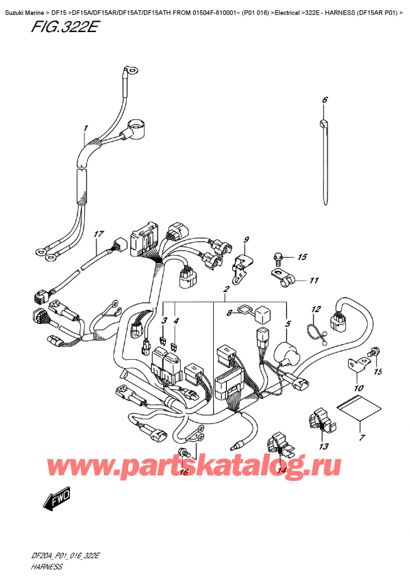   ,   , SUZUKI DF15A RS/RL FROM 01504F-610001~ (P01 016)   2016 , Harness  (Df15Ar  P01)