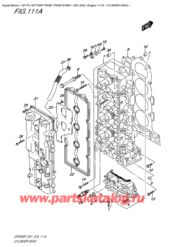   ,   ,  DF175AP FROM 17503P-810001~ (E01)  ,    / Cylinder Head