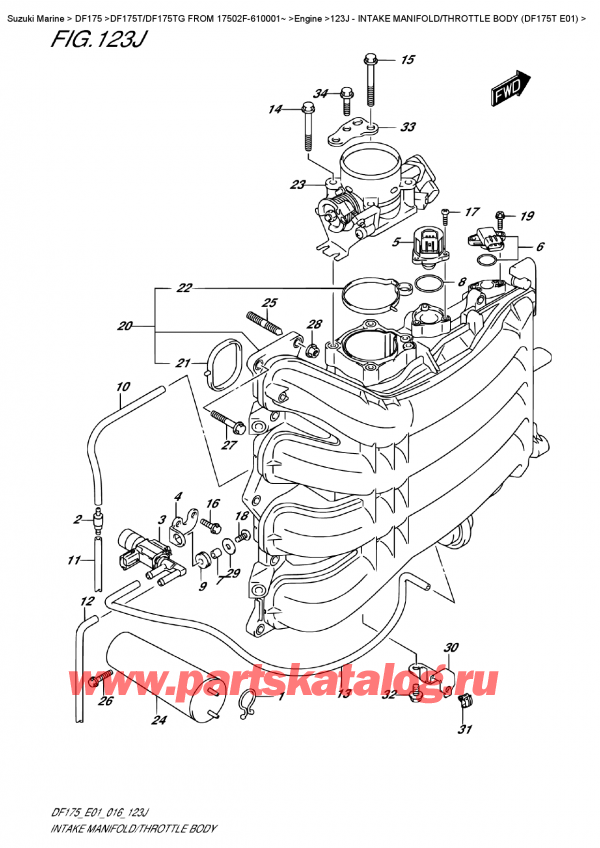  ,   , Suzuki DF175T L/X FROM 17502F-610001~   2016 ,   /   (Df175T E01) - Intake Manifold/throttle  Body  (Df175T  E01)