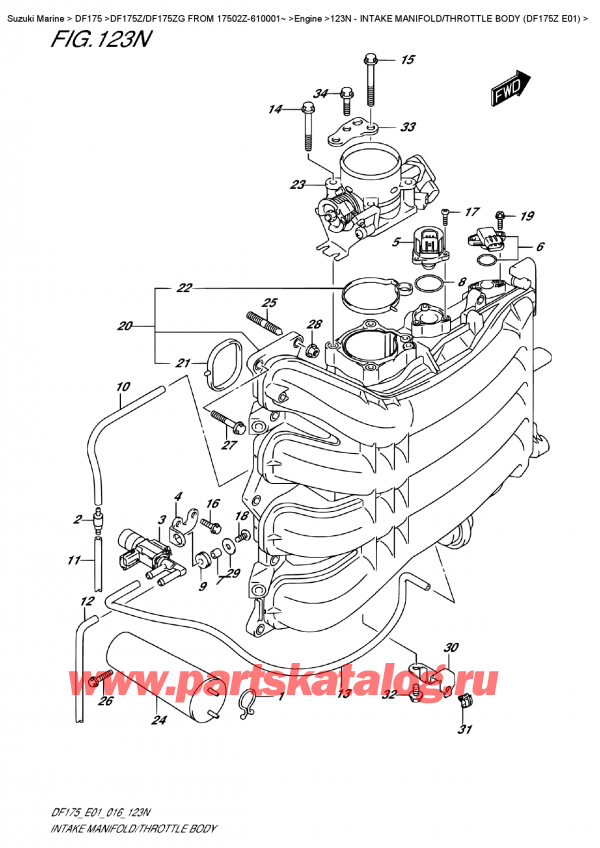  ,   , Suzuki DF175Z L/X FROM 17502Z-610001~   2016 , Intake Manifold/throttle  Body  (Df175Z  E01)