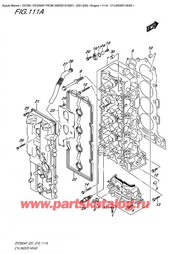   ,   ,  DF200AP L/X FROM 20003P-610001~ (E01)  ,    - Cylinder Head