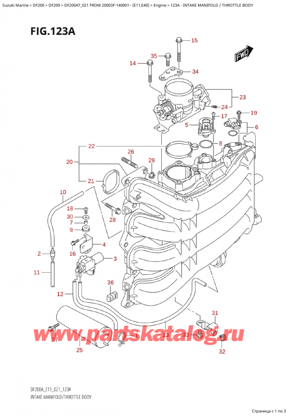  ,   , Suzuki Suzuki DF200A TL / TX FROM 20003F-140001~  (E01 021), Intake Manifold / Throttle  Body