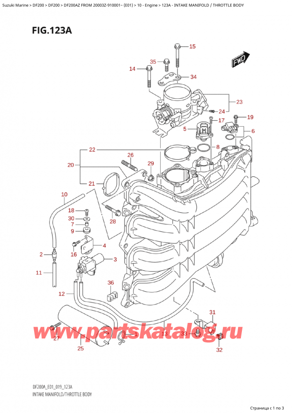 ,   ,  Suzuki DF200A ZL / ZX FROM 20003Z-910001~  (E01 019)  2019 ,   /   - Intake Manifold / Throttle Body