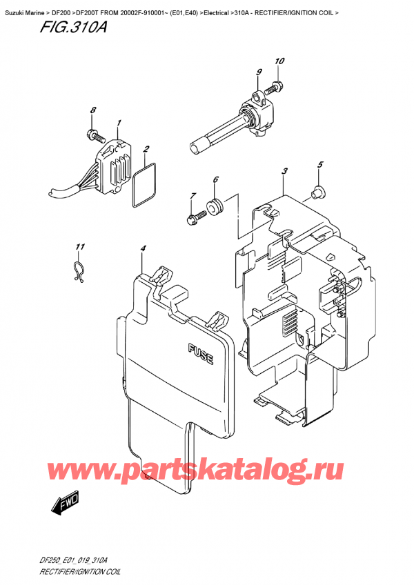  ,    , SUZUKI DF200T X FROM 20002F-910001~ (E01),  /   / Rectifier/ignition  Coil