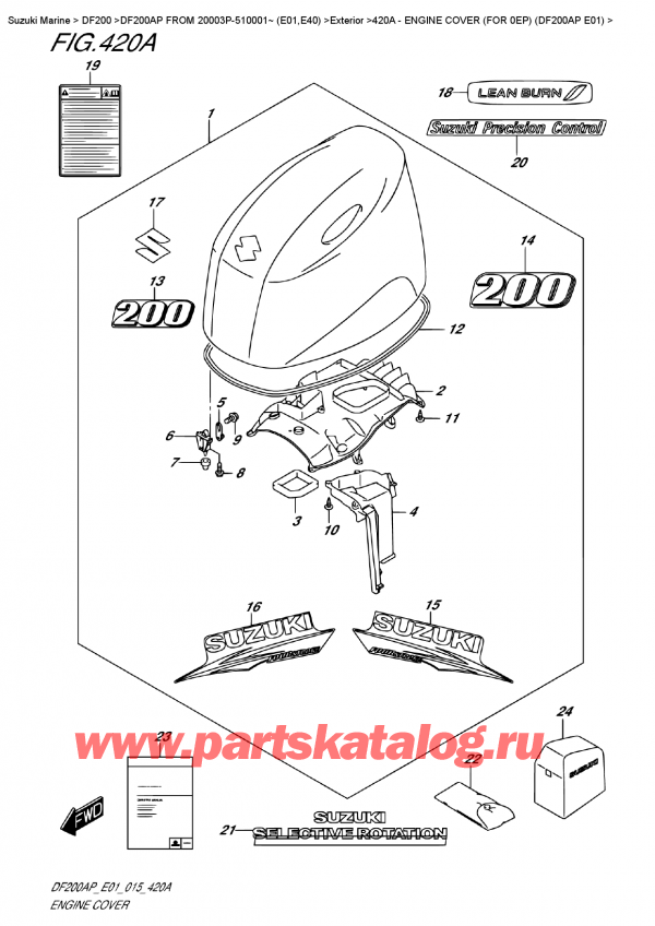 ,    , Suzuki DF200 APL / APX FROM 20003P-510001~ (E01)  2015 , Engine Cover  (For  0Ep)  (Df200Ap  E01)