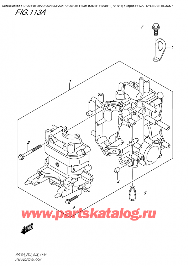  ,   , Suzuki DF20A S / L FROM 02002F-510001~ (P01 015), Cylinder  Block