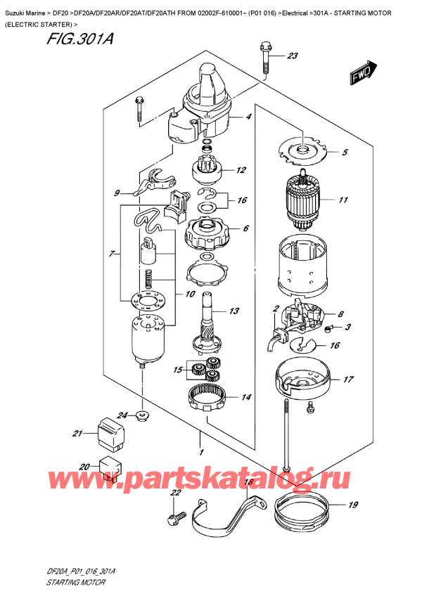 ,    , Suzuki DF20A S/L FROM 02002F-610001~ (P01 016) , Starting  Motor  (Electric  Starter)