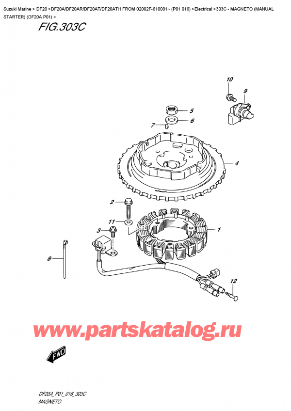  ,    ,  DF20A S/L FROM 02002F-610001~ (P01 016) , Magneto  (Manual  Starter)  (Df20A  P01)