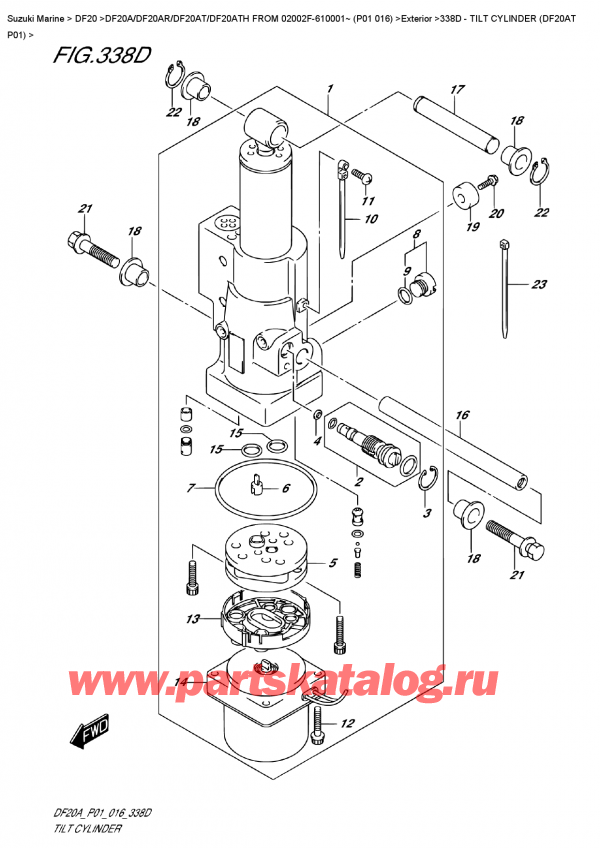 ,   , Suzuki DF20A S/L FROM 02002F-610001~ (P01 016) , Tilt  Cylinder  (Df20At  P01) -   (Df20At P01)