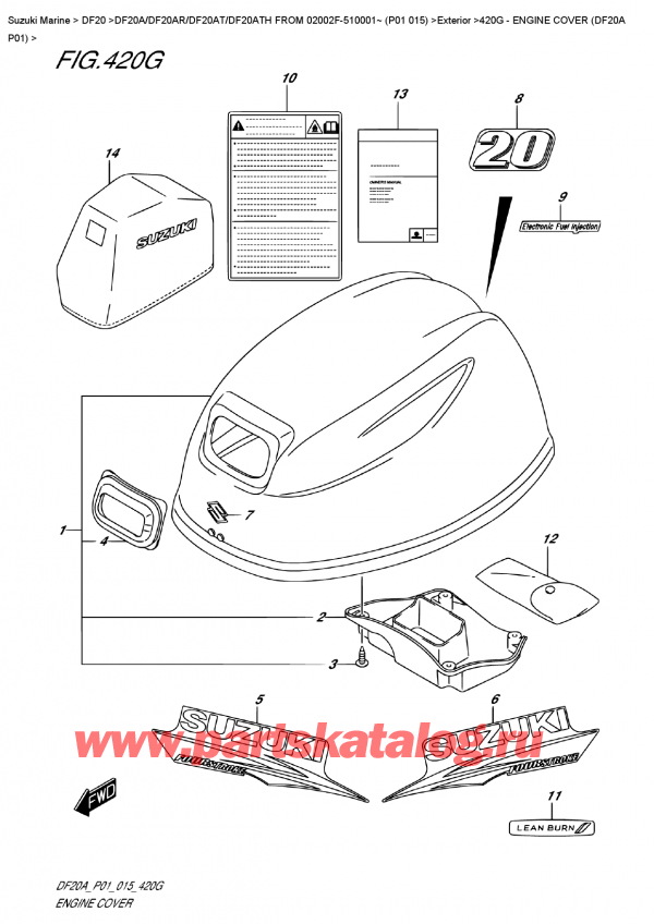  , , Suzuki DF20A S / L FROM 02002F-510001~ (P01 015), Engine  Cover  (Df20A  P01)