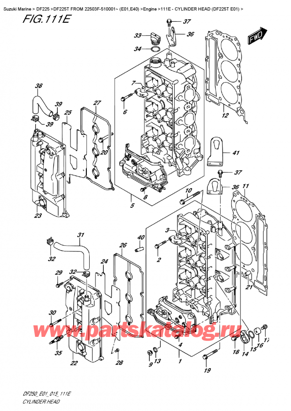 ,   , Suzuki DF225T X / XX FROM 22503F-510001~ (E01)  2015 , Cylinder Head  (Df225T  E01)