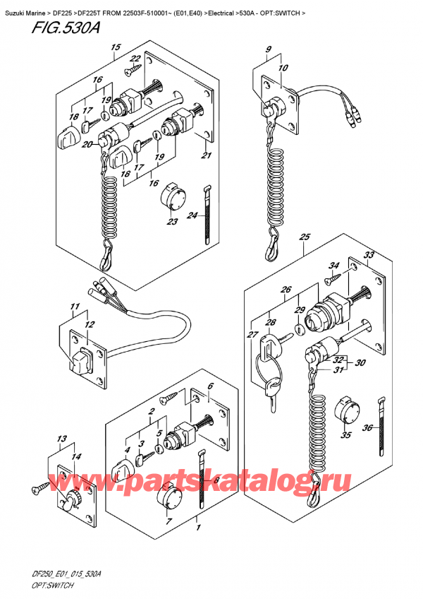  ,   , Suzuki DF225T X / XX FROM 22503F-510001~ (E01)  2015 , : 