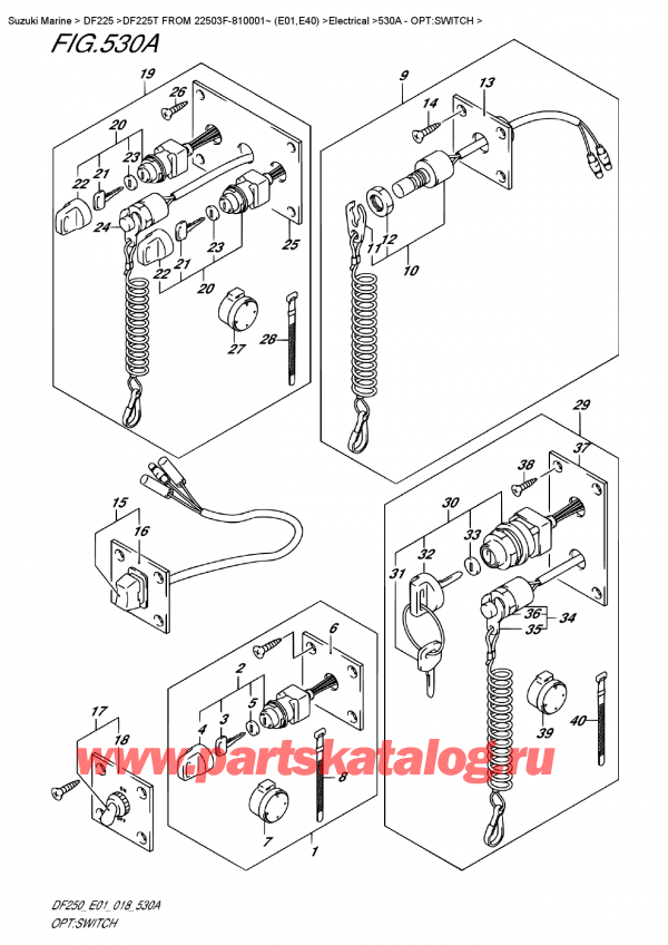   ,    , Suzuki DF225T X/XX FROM 22503F-810001~ (E01), Opt:switch - : 
