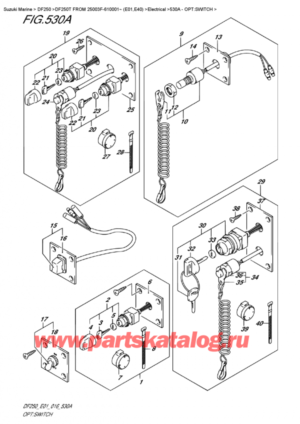   ,    , Suzuki DF250T X / XX FROM 25003F-610001~ (E01) , Opt:switch
