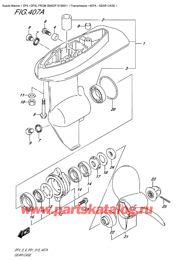   ,   , Suzuki DF4 S-L FROM 00402F-510001~ (P01)  2015 , Gear  Case -   