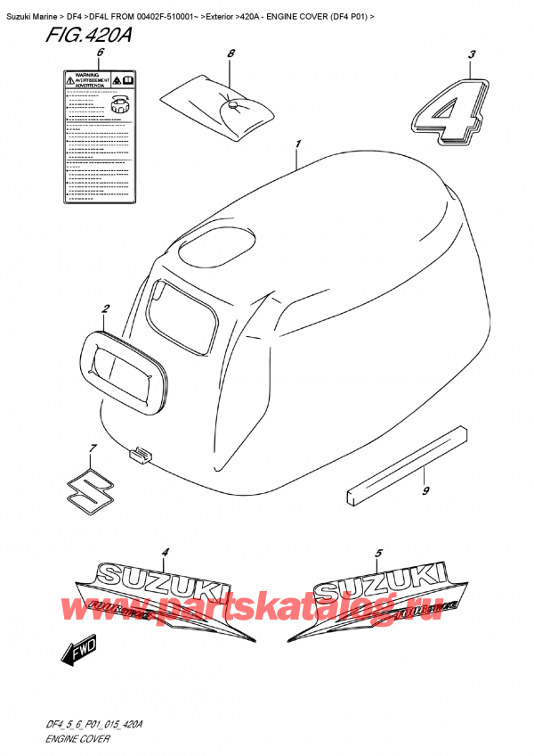  ,  , Suzuki DF4 S-L FROM 00402F-510001~ (P01)  2015 ,   () (Df4 P01) - Engine  Cover  (Df4 P01)