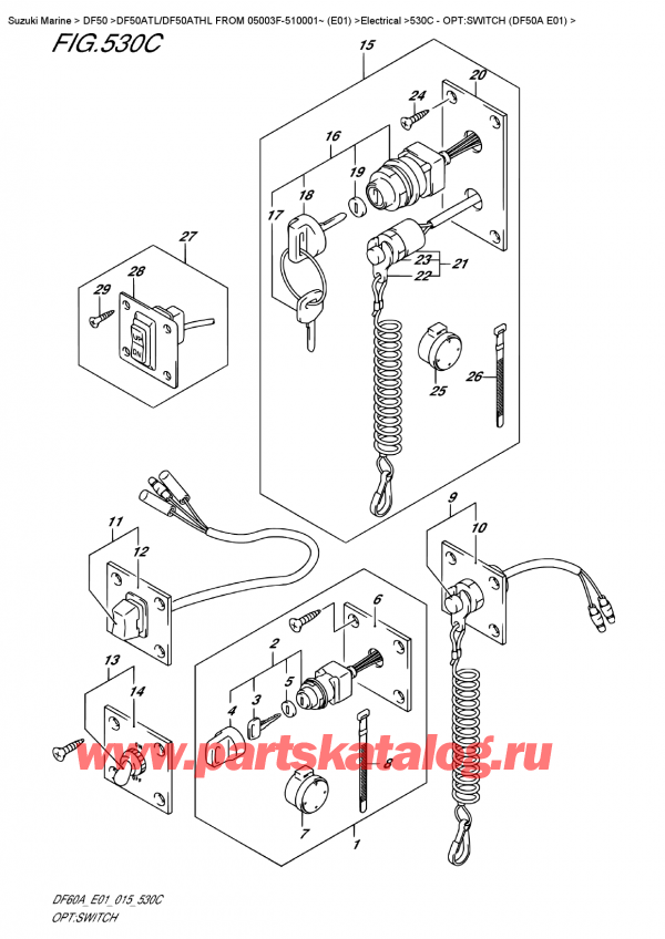 ,  , Suzuki DF50A TS/TL FROM 05003F-510001~ (E01), :  (Df50A E01) - Opt:switch  (Df50A  E01)