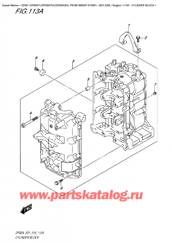  ,   , Suzuki DF60A TS / TL FROM 06002F-510001~ (E01)  2015 , Cylinder  Block
