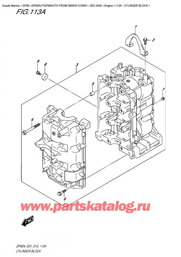  ,   , Suzuki DF60A VTL / VTX FROM 06003F-510001~   (E01), Cylinder  Block