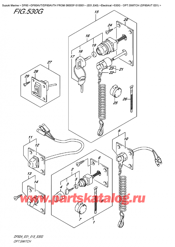  ,   , Suzuki DF60A VTL / VTX FROM 06003F-510001~   (E01)  2015 , Opt:switch  (Df60Avt  E01) / :  (Df60Avt E01)