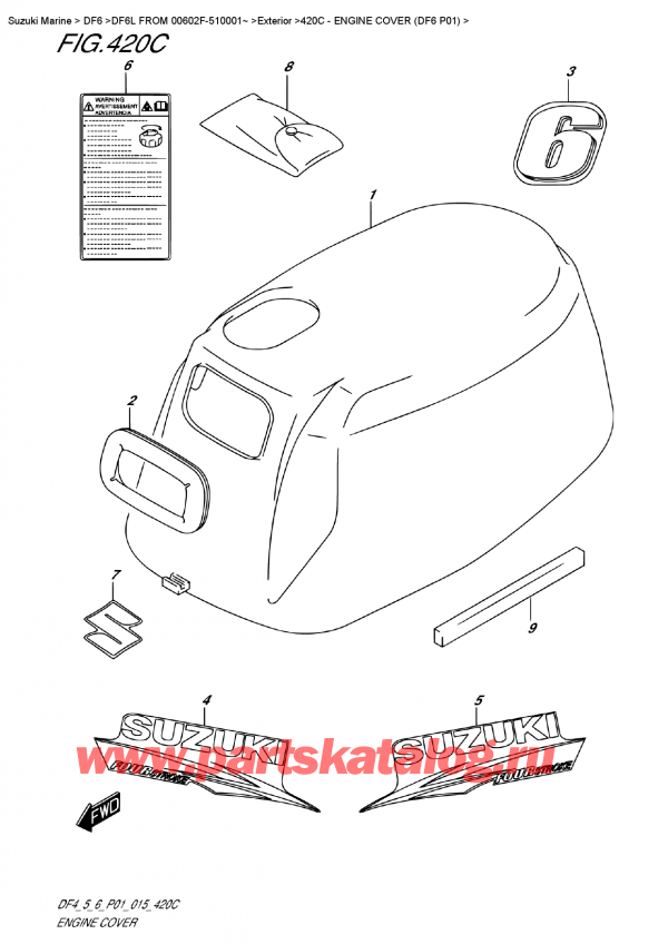 , , Suzuki DF6 S-L FROM 00602F-510001~ (P01), Engine  Cover  (Df6 P01)