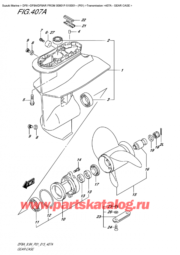  ,   , Suzuki DF8A S FROM 00801F-510001~ (P01), Gear Case
