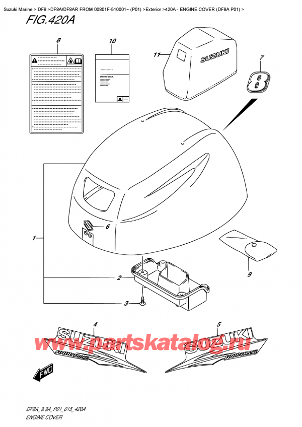   ,   , SUZUKI DF8A S FROM 00801F-510001~ (P01)  2015 , Engine Cover  (Df8A  P01)