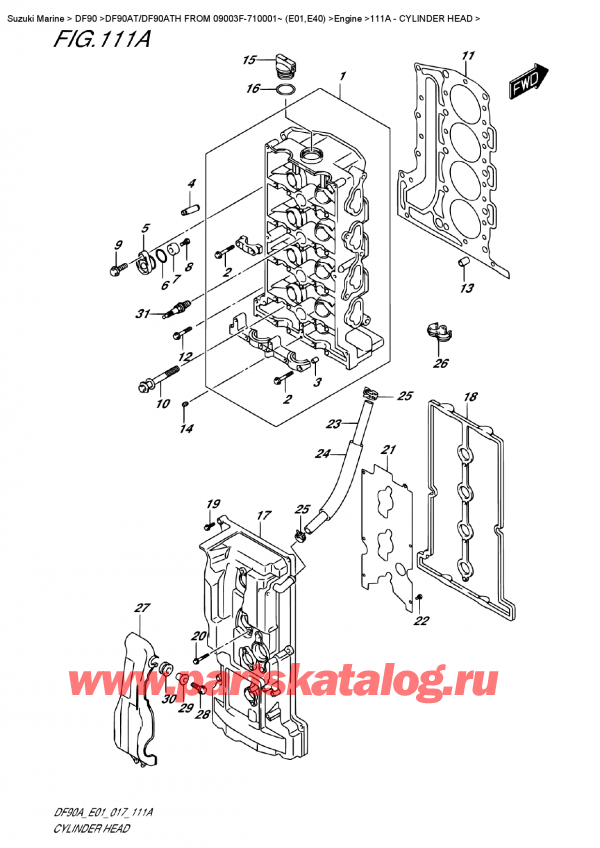  ,   , Suzuki DF90A TL/TX FROM 09003F-710001~ (E01), Cylinder  Head -   