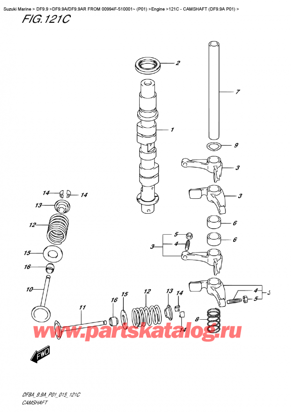 ,   ,  DF9.9AS FROM 00994F-510001~ (P01), Camshaft (Df9.9A P01) /   (Df9.9A P01)