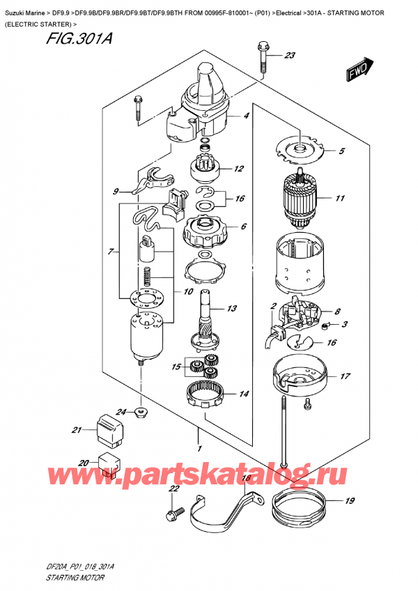 ,    , Suzuki DF9.9B RS / RL FROM 00995F-810001~ (P01)  2018 , Starting  Motor  (Electric  Starter)