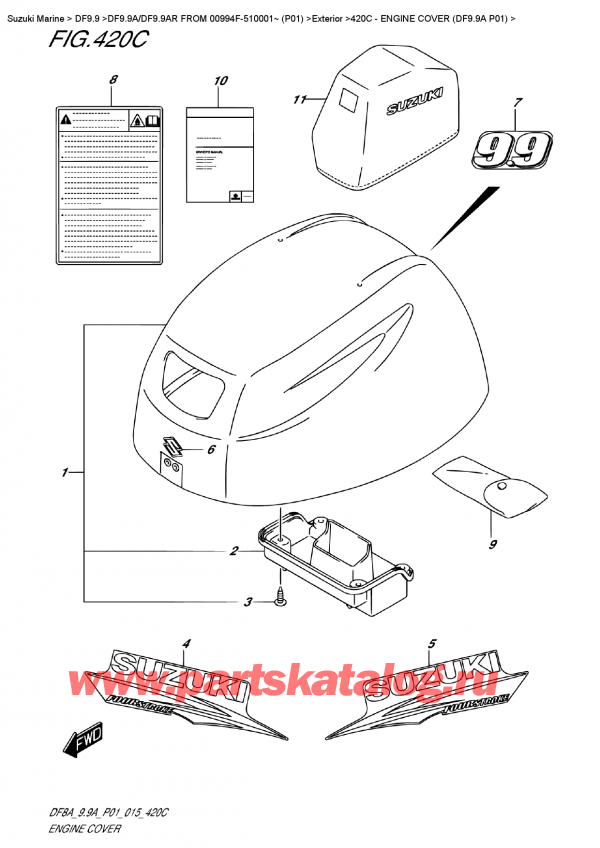  ,   ,  DF9.9AS FROM 00994F-510001~ (P01), Engine Cover  (Df9.9A  P01) -   () (Df9.9A P01)