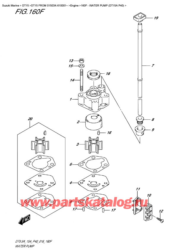   ,   , Suzuki DT15 FROM  01503K-610001~ , Water  Pump  (Dt15A P40)